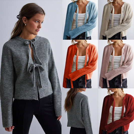 Women's Top Drawstring Cardigan Loose Sweater