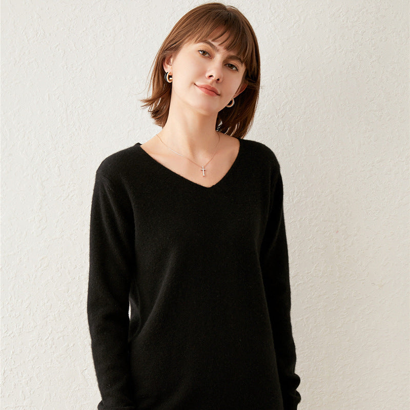 Mid-length Outerwear Loose And Lazy Style Knitted Top Bottoming Shirt