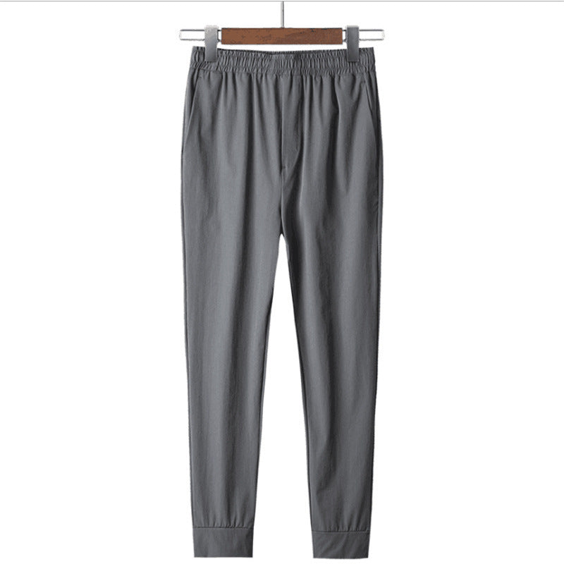 Outdoor Thin Casual Cropped Pants Women's Ice Silk Leggings Men's Breathable Stretch Quick-drying Ankle Banded Pants