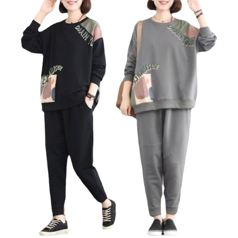 Leisure Sports Loose Long Sleeve Trousers Suit