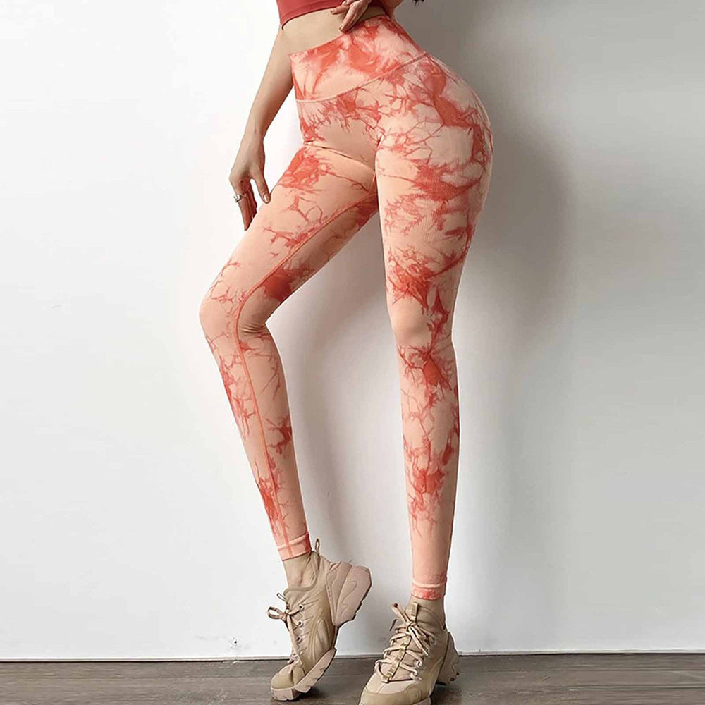 New Tie-dye Printed High Elastic Tight Sports Pants