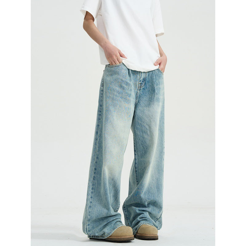 American Retro High Street Wide Leg Washed Jeans