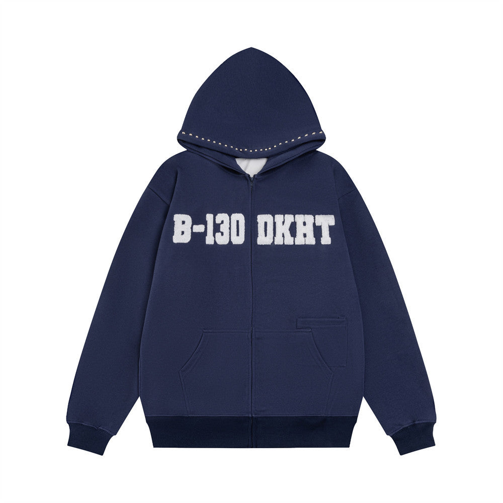 Letter Towel Embroidery Hooded Sweater For Men