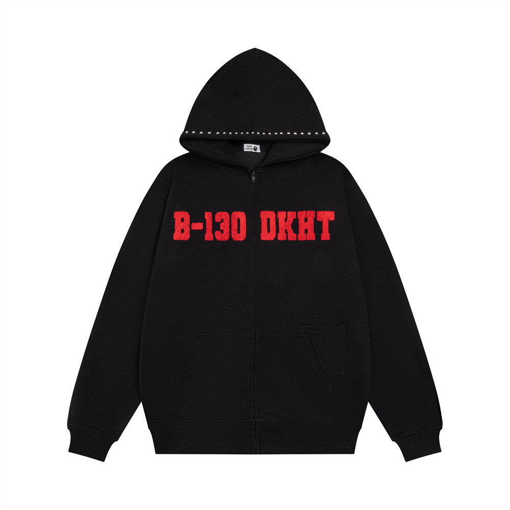 Letter Towel Embroidery Hooded Sweater For Men