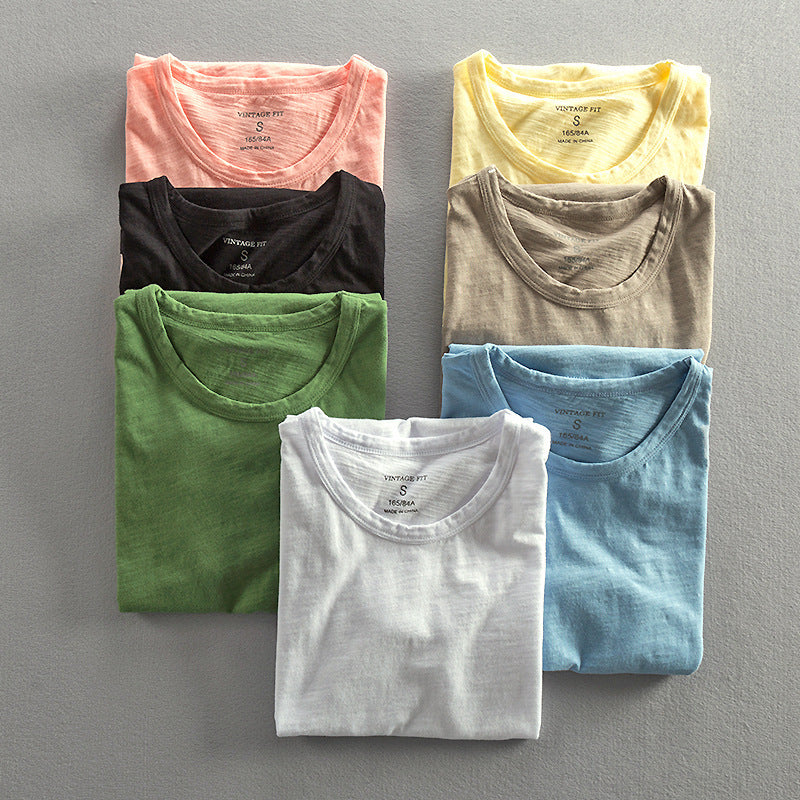 Men's Casual Thin Breathable Washed Cotton Short Sleeve