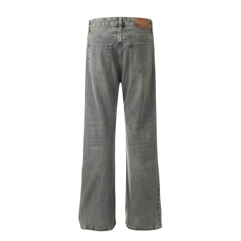 Men's Slub Design Loose Casual Straight Pants