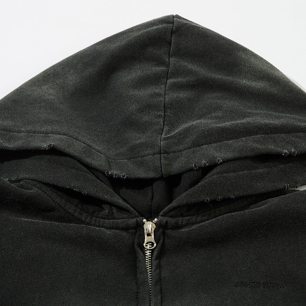 Punk Worn-out Loose Zip Sweater