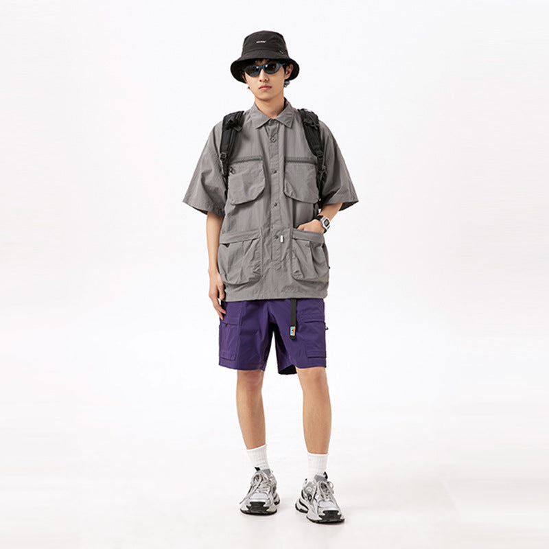 Men's And Women's Same Multi-pocket Shirt Top