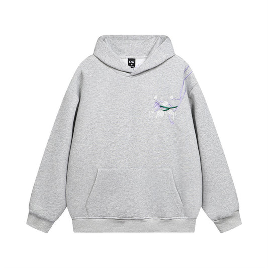 Vine Flower Embroidery Hooded Loose Sweater