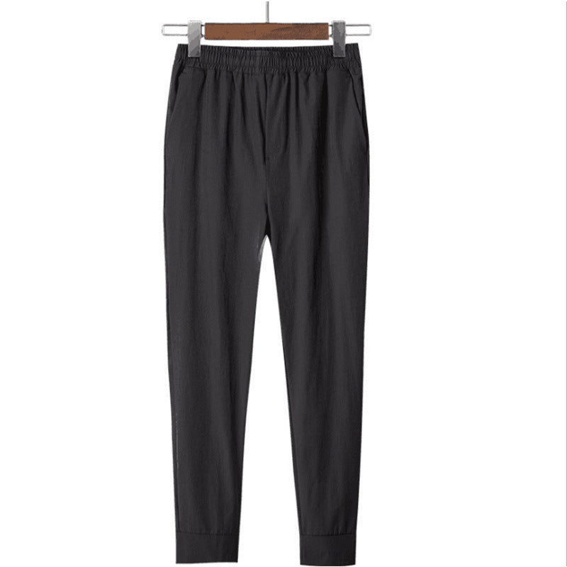 Outdoor Thin Casual Cropped Pants Women's Ice Silk Leggings Men's Breathable Stretch Quick-drying Ankle Banded Pants