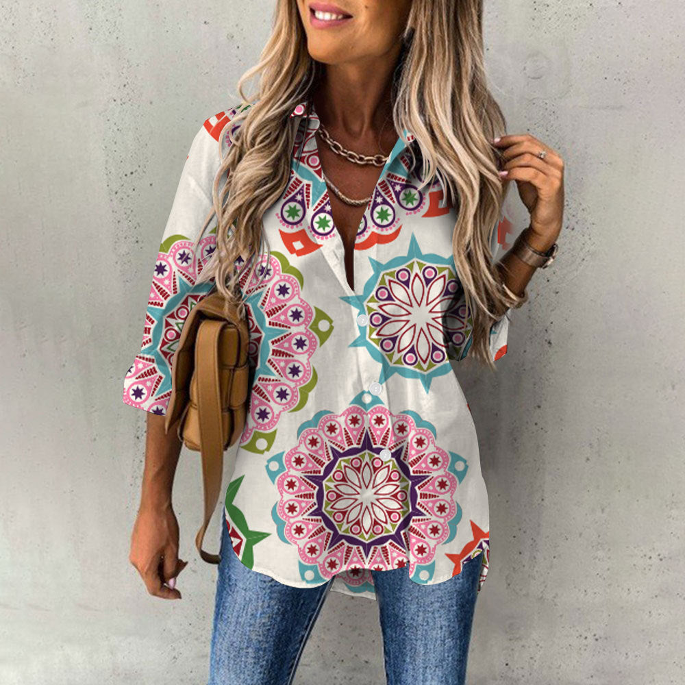 Women's Casual Digital Printing Large Upper Garment Shirt