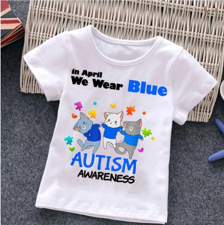 Cartoon Puzzle T-shirt Summer Clothes