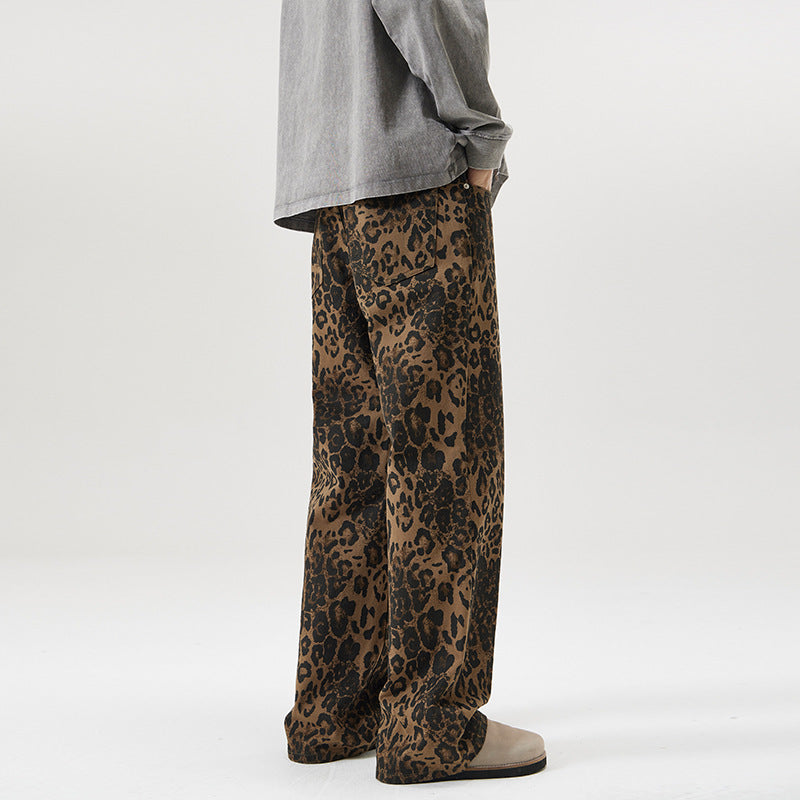 American Vintage Leopard Print Jeans For Men