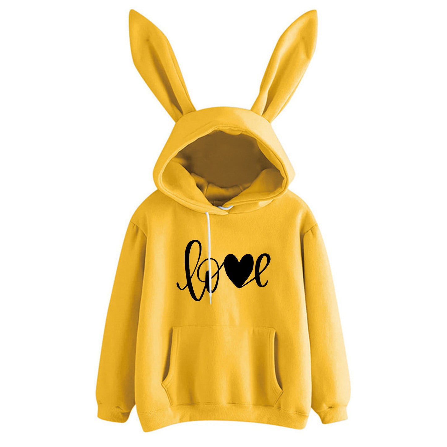 Hooded Rabbit Sweater Love Loose Casual Top