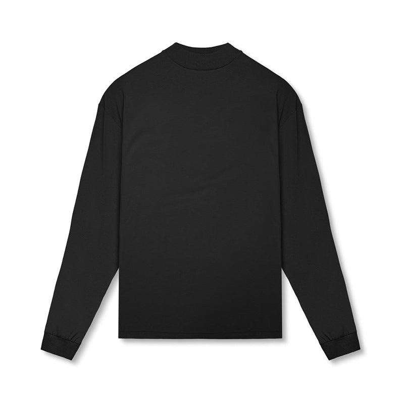 Men's Small Turtleneck Long-sleeved Shirt T-shirt Full Color Casual Fitness Drop Shoulder Top