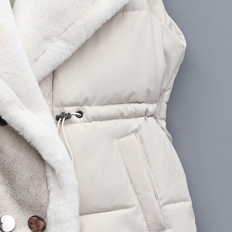 Thick Thermal Vest Korean Style Mid-length Versatile Solid Color