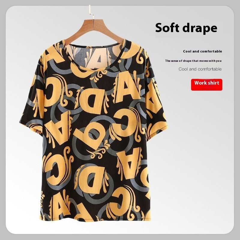 Men's Cotton Short Sleeve Artificial Cotton Plus Size Loose Top
