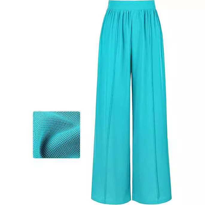 Women's Wide Leg Pants Waffle Knitted High Waist