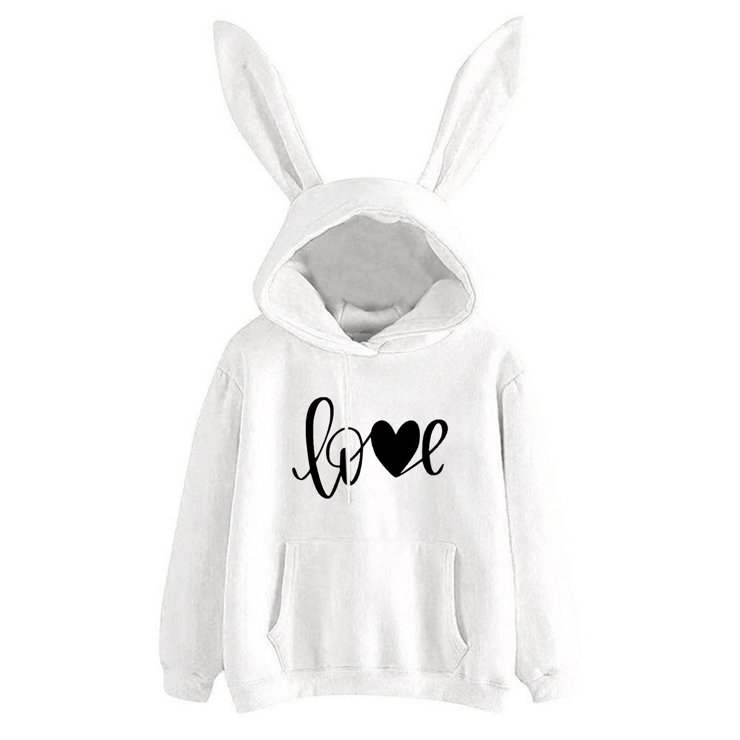 Hooded Rabbit Sweater Love Loose Casual Top