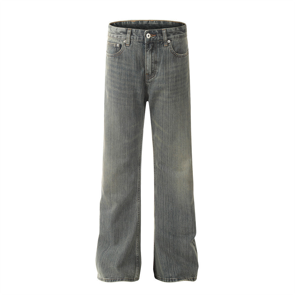 Men's Slub Design Loose Casual Straight Pants