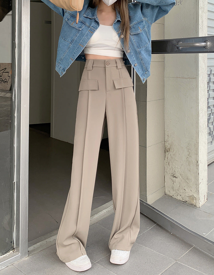 Narrow Wide-leg Pants Women's High Waist Slimming Loose