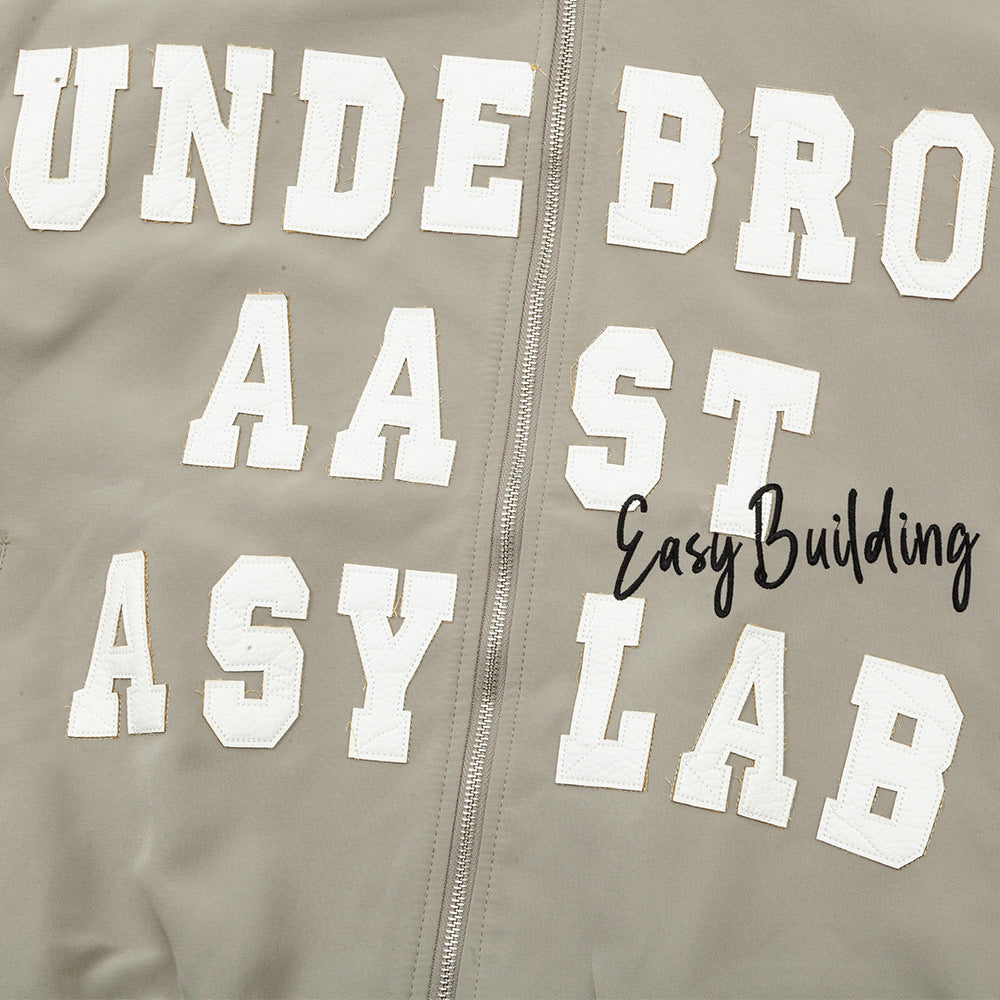 American High Street Letter Patch Embroidery Contrast Color Coat For Men