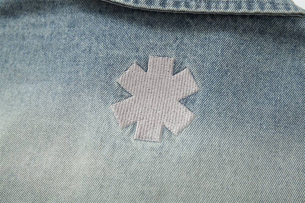 Punk Heavy Industry Wash Denim Coat Men's High Street