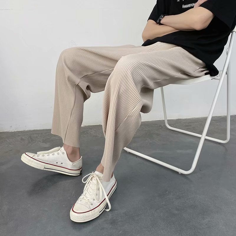 Casual Pleated Straight Hong Kong Style Thin Wide-leg Pants