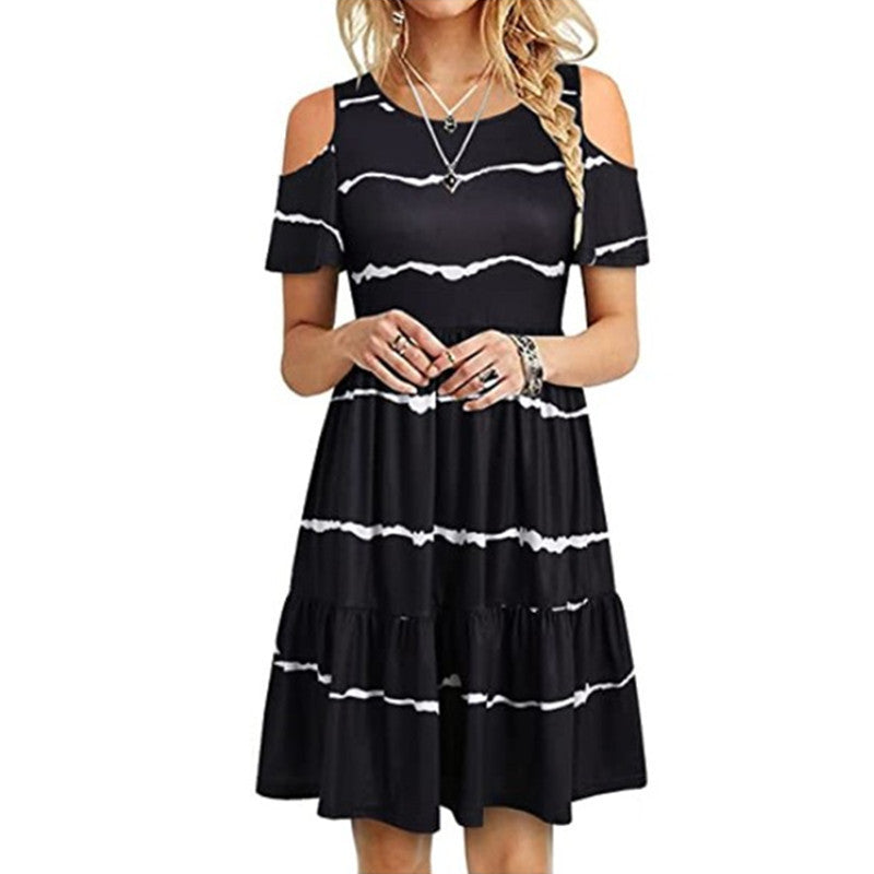 Women's Fashion Short Sleeve Off-shoulder Dress