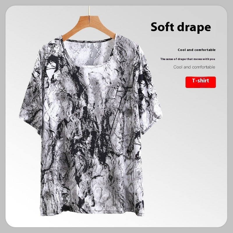 Men's Cotton Short Sleeve Artificial Cotton Plus Size Loose Top
