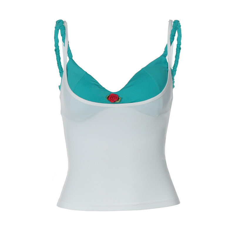 Women's Summer Low-cut Tight-fitting Camisole Top Vest Suit