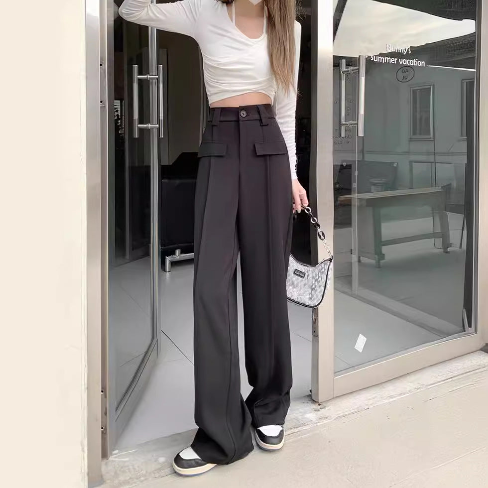 Narrow Wide-leg Pants Women's High Waist Slimming Loose