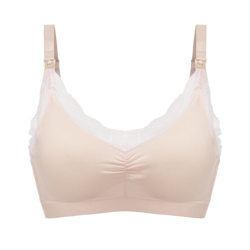 Pregnant Women's Small Lace Chest Cotton Nursing Bra Without Steel Ring
