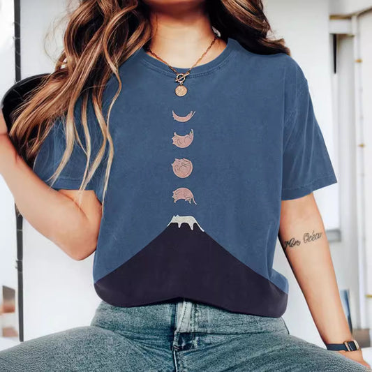 Women's Printed Round Neck Pullover Short Sleeved Shirt