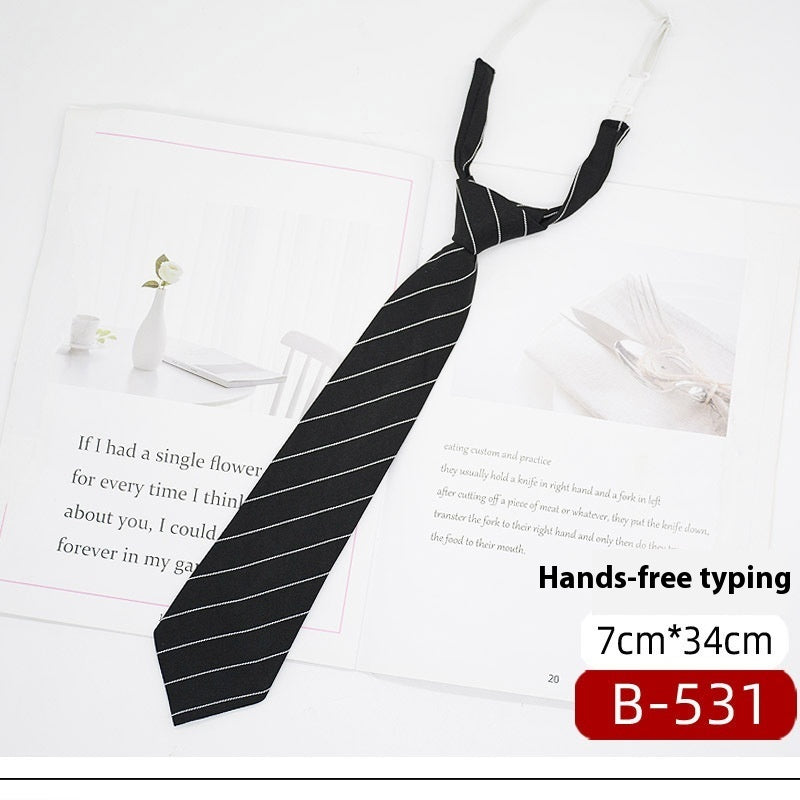 JK Tie Black Gray Plaid Striped Girl Bow