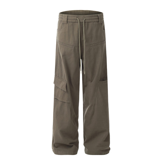 Deconstructed Drawstring Multi-pocket Paratrooper Pants Overalls