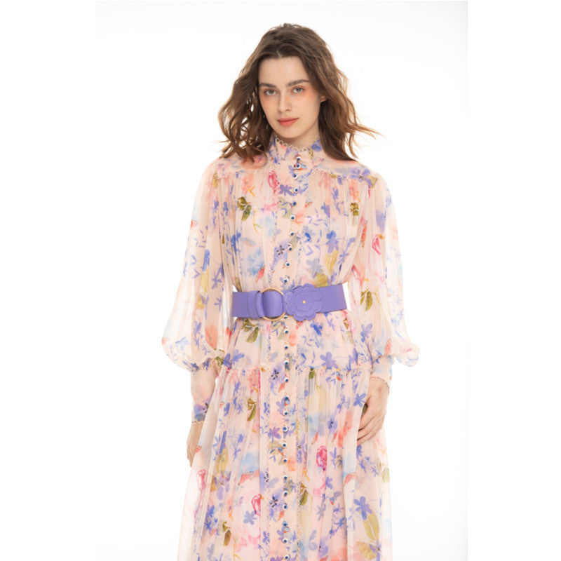 Fairy Flowing Temperament Printed Two-piece Long Sleeve