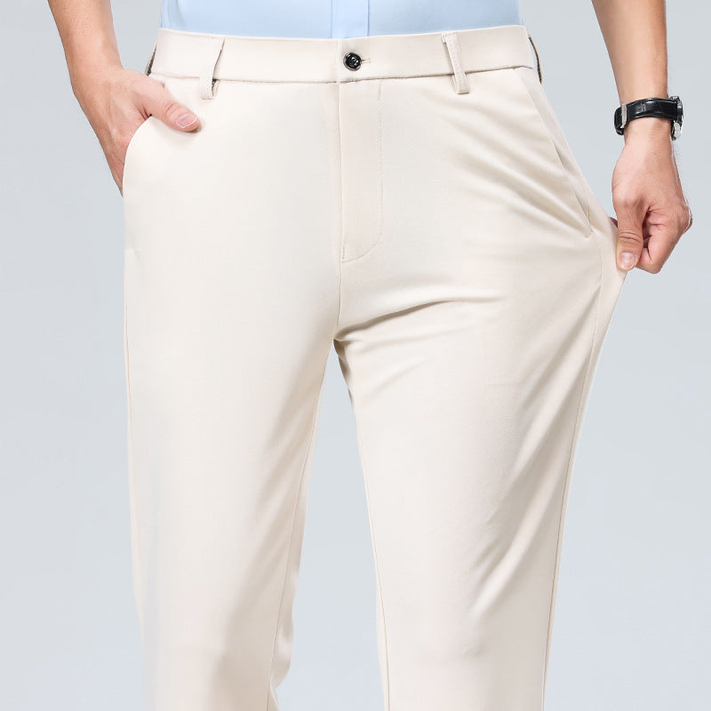 Men's Four-sided Elastic Ice Silk Trousers High Waist Breathable