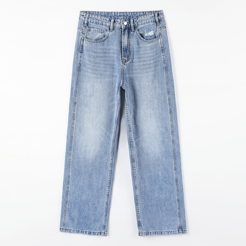 Men's Retro Loose Wide Leg Ripped Jeans