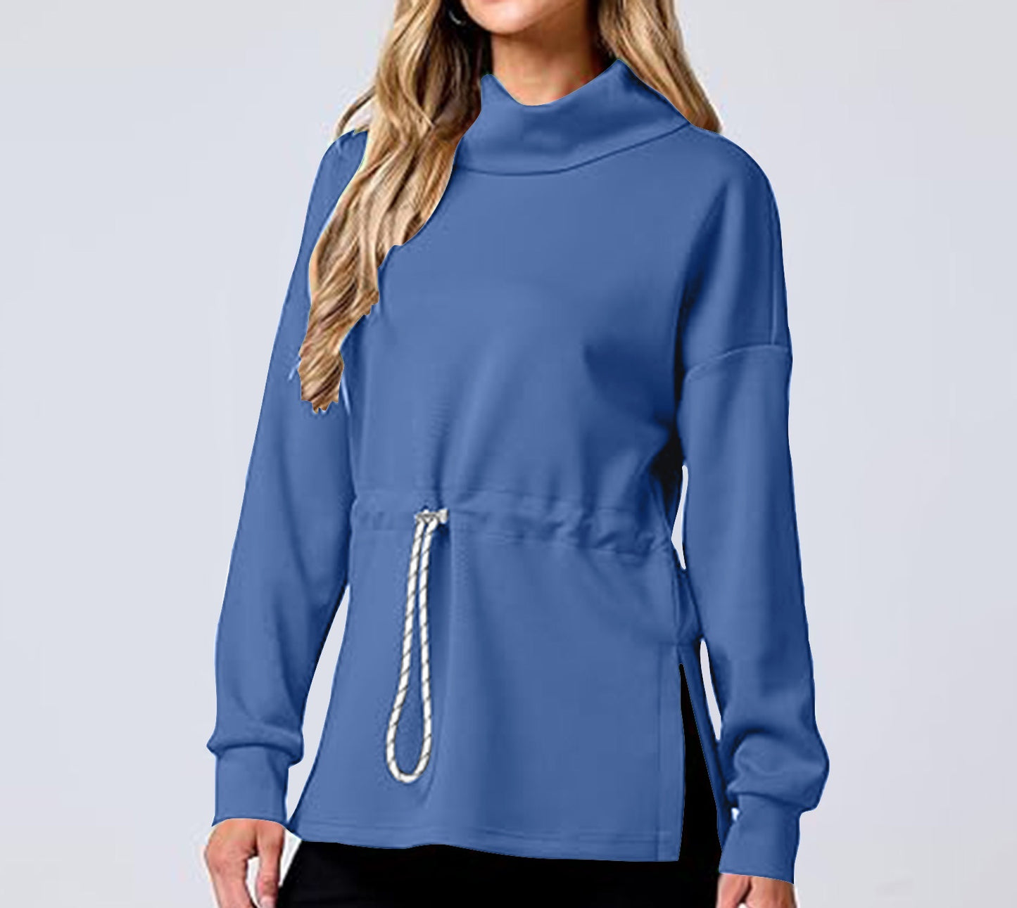Drawstring Waist-tight Sweater Mid-length Women's
