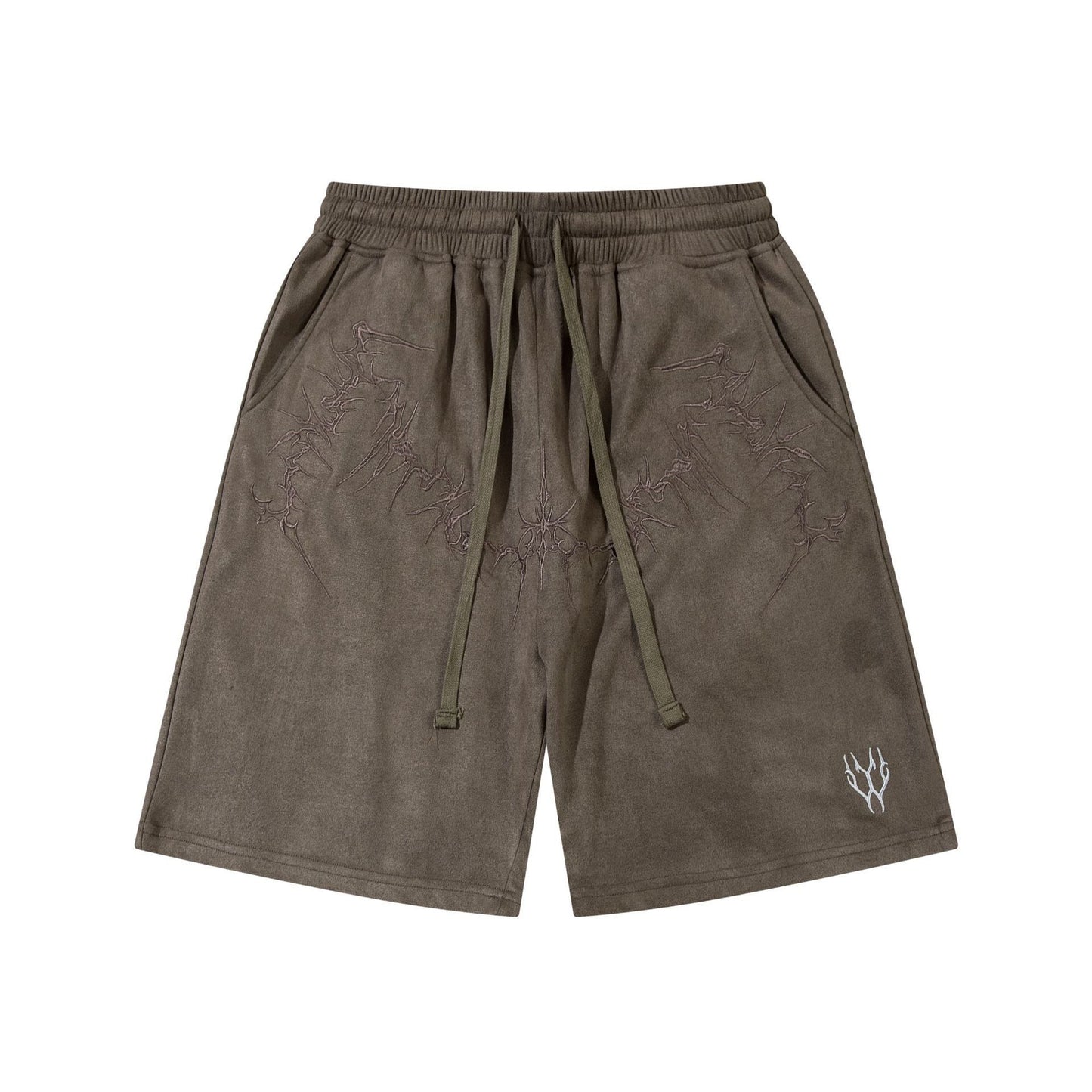 New Real Shot American Fashion Brand Suede Embroidered Shorts