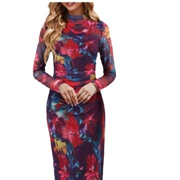 Women's Long-sleeved Tie-dye Dress Tight Pleated