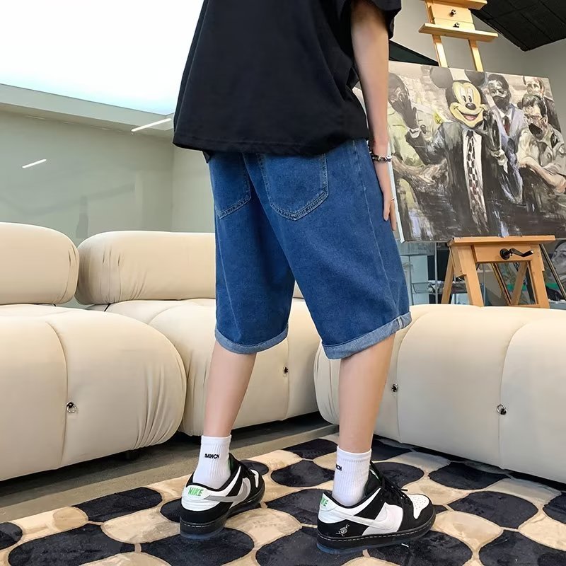 Summer Denim Shorts Male Hong Kong Style Trendy