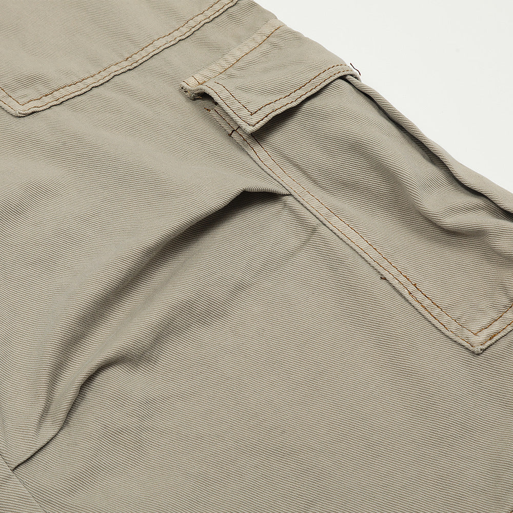 Distressed Multi-pocket Workwear Shorts American Retro