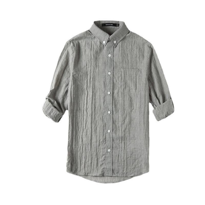 Linen Shirt Men's Long Sleeve Thin Casual Cotton Linen Shirt