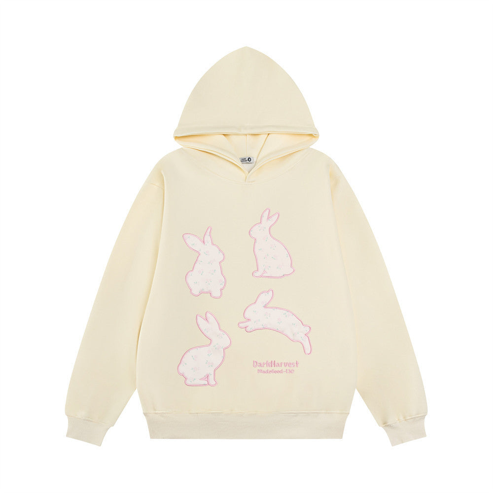 Creative Bunny Patch Embroidered Hoodie