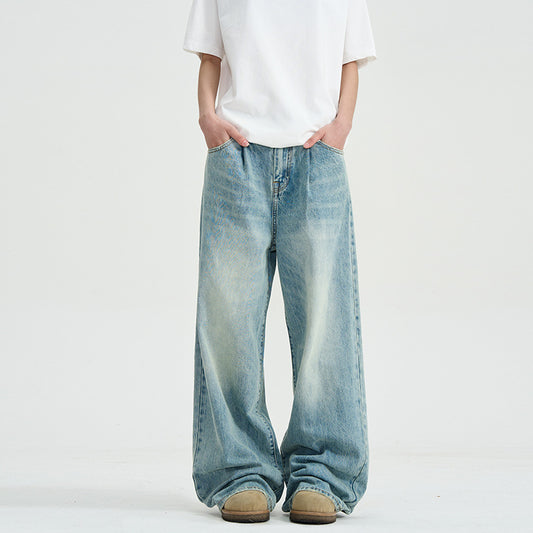 American Retro High Street Wide Leg Washed Jeans