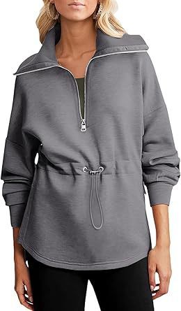 Women's Super Plus Size Sweatshirt Half Zipper Drawstring
