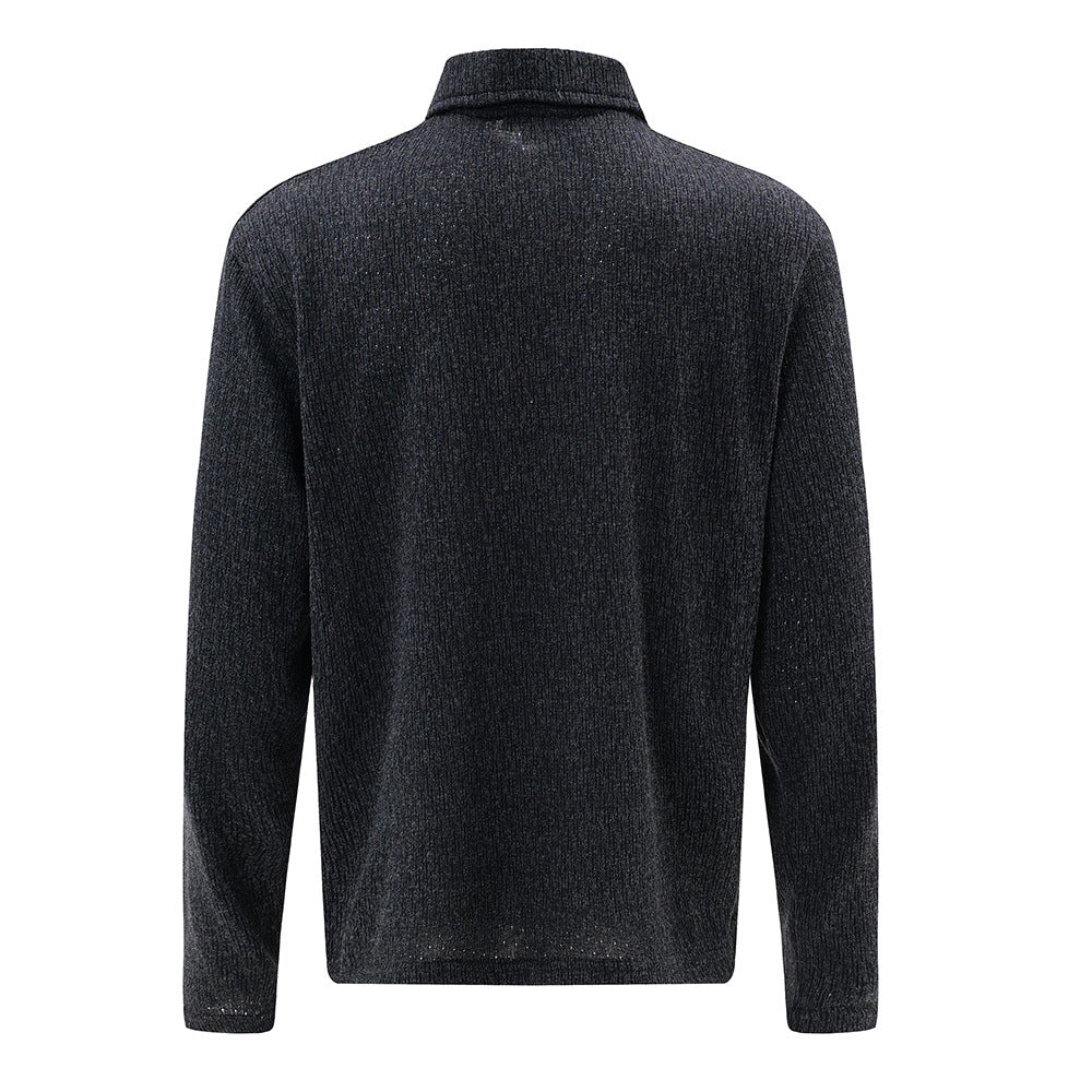 Long Sleeve Knitted Polo Shirt Men's Spring And Autumn Casual Bottoming Shirt