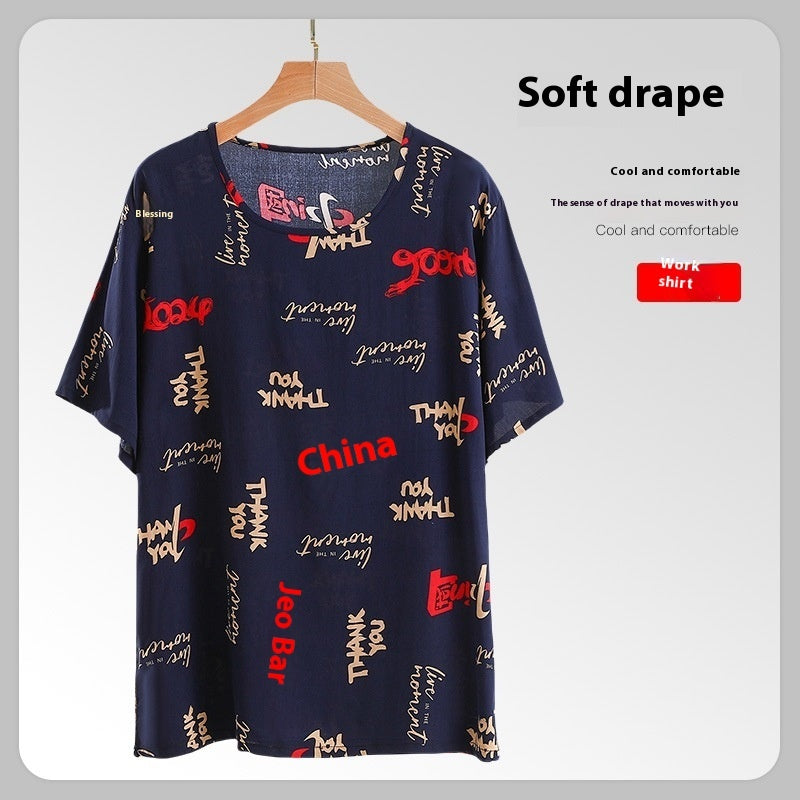 Men's Cotton Short Sleeve Artificial Cotton Plus Size Loose Top